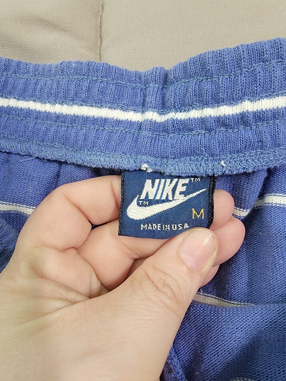Vintage Blue & White Striped Nike Running Shorts - Size Medium - Picture 2 of 4